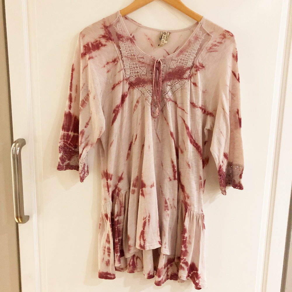 XCVI Top with Crochet Trim Ruffle Bottom